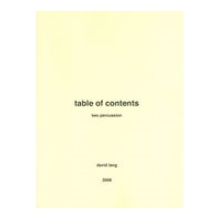 Table Of Contents : For Two Percussion (2008).