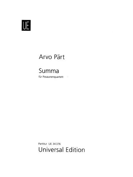 Summa : Für Posaunenquartett (1977/2008).