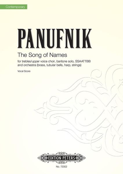 The Song Of Names : For Trebles/Upper Voice Choir, Baritone Solo, SSAATTBB and Orchestra (2012).