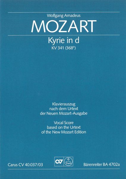 Kyrie In D Minor, K. 341 : For SATB and Orchestra.