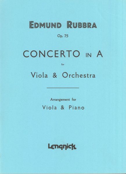 Concerto In A, Op. 75 : For Viola and Orchestra - Arrangement For Viola and Piano.