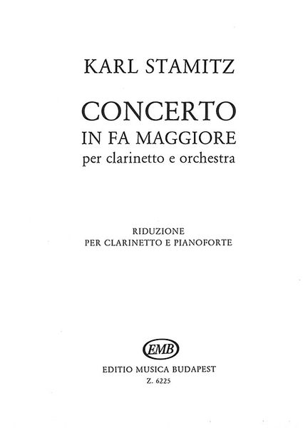 Concerto In Fa Maggiore : Per Clarinetto E Orchestra.