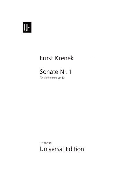 Sonate Nr. 1, Op. 33 : Für Violine Solo (1925).