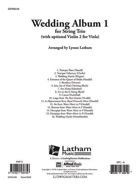 Wedding Album I : For String Trio / arranged by Lynn Latham.