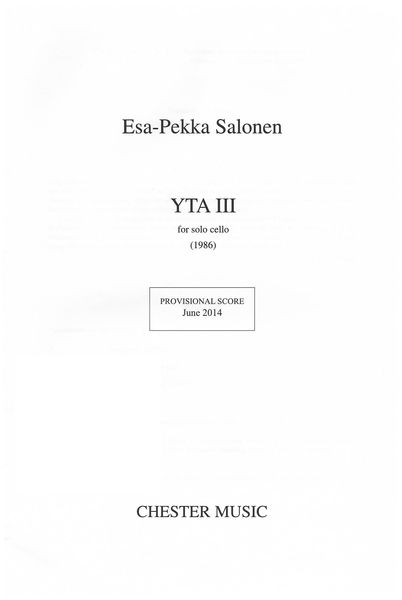 Yta III : For Solo Cello (1986).