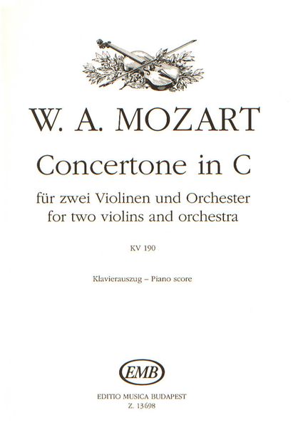 Concertone In C Major, K. 190 : For Two Violins & Orchestra - Piano reduction.