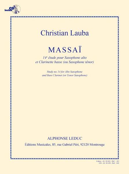 Massai : 14e Etude Pour Saxophone Alto Et Clarinette Basse (Ou Saxophone Tenor).