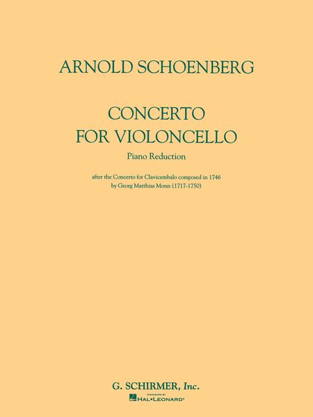 Concerto : For Violoncello - After A Concerto For Clavicembalo by Georg Matthias Monn.