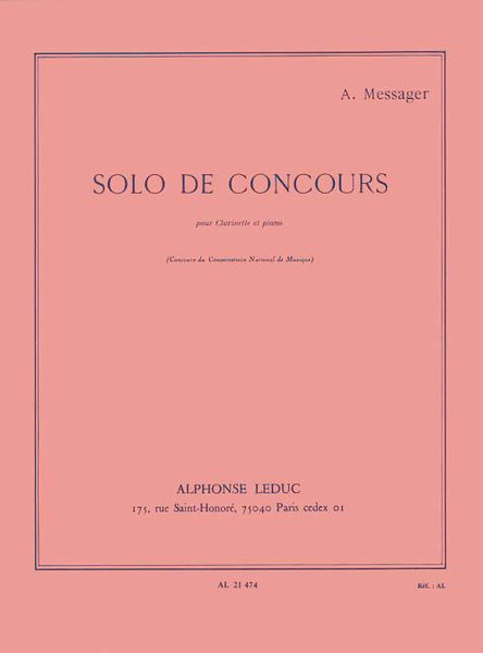 Solo De Concours : Pour Clarinette Et Piano.