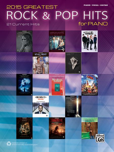 2015 Greatest Rock & Pop Hits For Piano : 21 Current Hits.