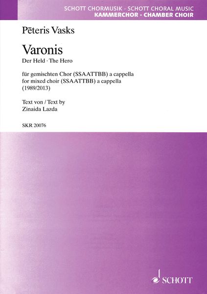 Varonis = The Hero : For Mixed Choir (SSAATTBB) A Cappella (1989/2013).