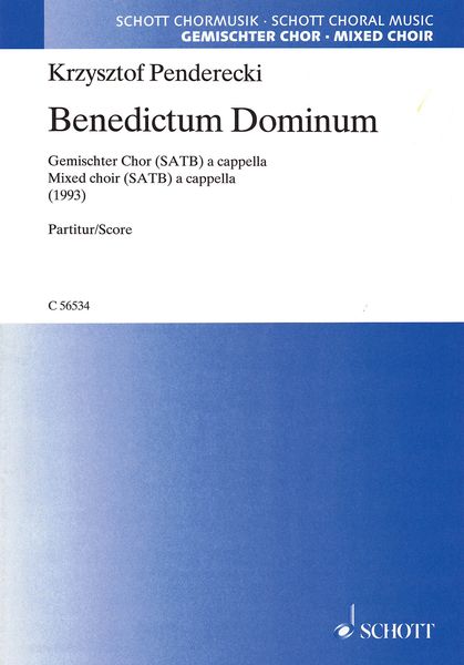 Benedictum Dominum : For Mixed Choir (SATB) A Cappella (1993).