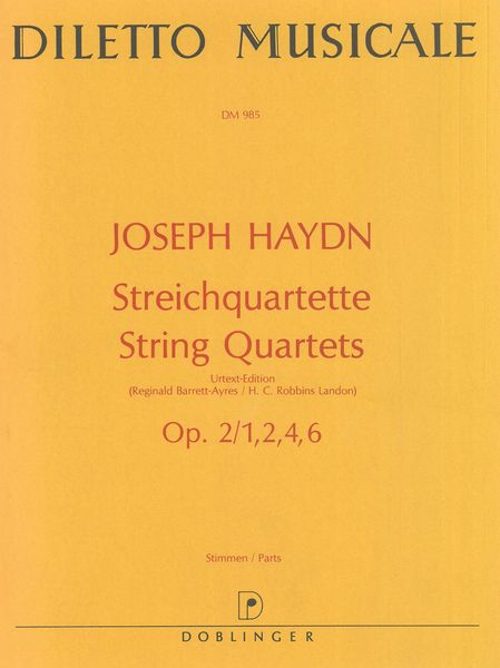 Streichquartette Op. 2, Nos. 1,2,4,6 / Urtext Edition.