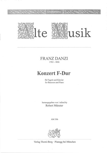 Concerto In F Major : For Bassoon and Piano / edited by Robert Muenster.