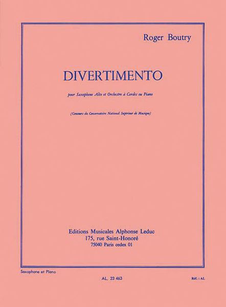 Divertimento : Pour Saxophone Alto.