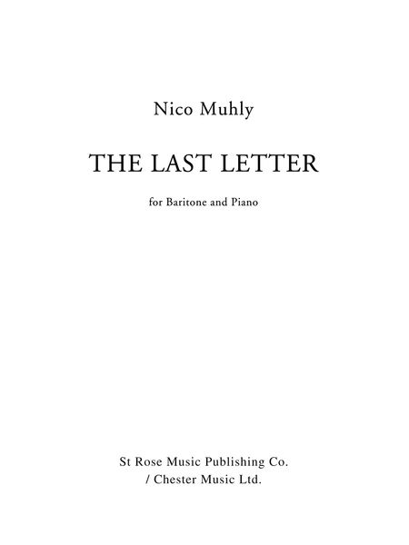 Last Letter : For Baritone and Piano (2015).