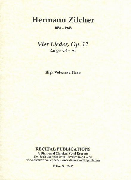 Vier Lieder, Op. 12 : For High Voice and Piano.