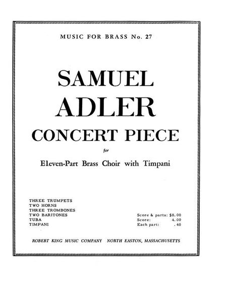 Concert Piece : For 3 Trumpets, 2 Horns, 3 Trombones, 2 Euphoniums, Tuba and Timpani.