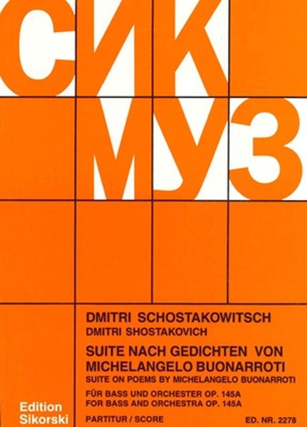 Suite Nach Gedichten von Michelangelo Buonarroti : Für Bass und Orchester, Op. 145a.