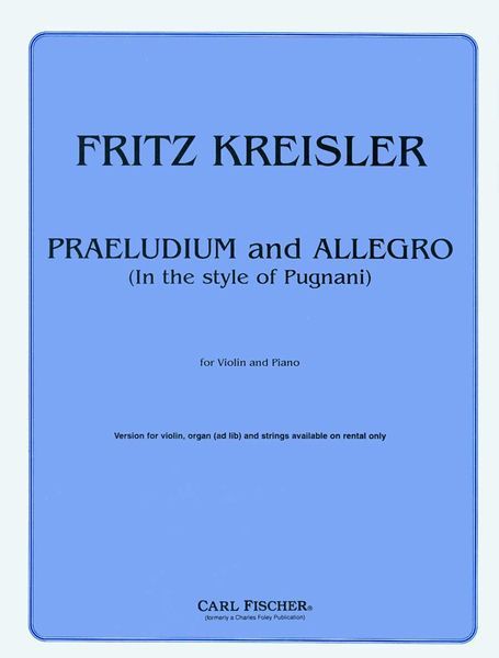 Praeludium and Allegro : For Violin and Piano.