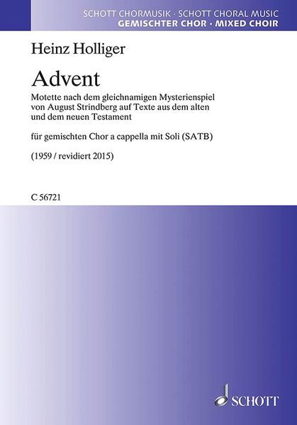 Advent : Für Gemischten Chor A Cappella Mit Soli (SATB) (1959, Rev. 2015).