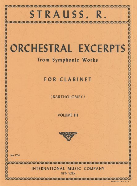 Orchestral Excerpts For Clarinet, Vol. III.