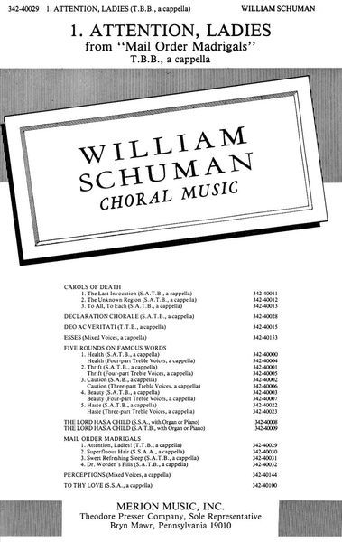 Mail Order Madrigals No. 1 - Attention, Ladies! : For TTB A Cappella.