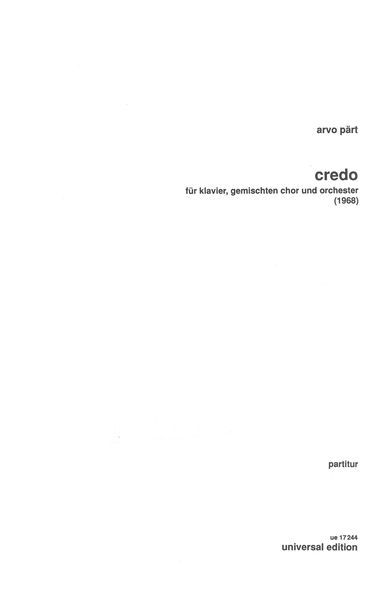 Credo : Für Klavier, Gemischten Chor und Orchester (1968).