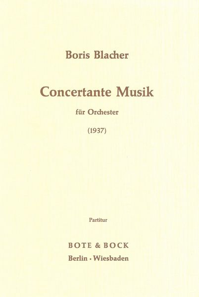 Concertante Musik : Für Orchester (1937).