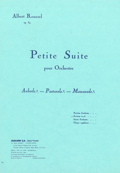 Petite Suite : Pour Orchestre.