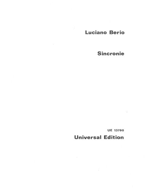 Sincronie : For String Quartet (1963-64) 2. Revidierte Auflage.