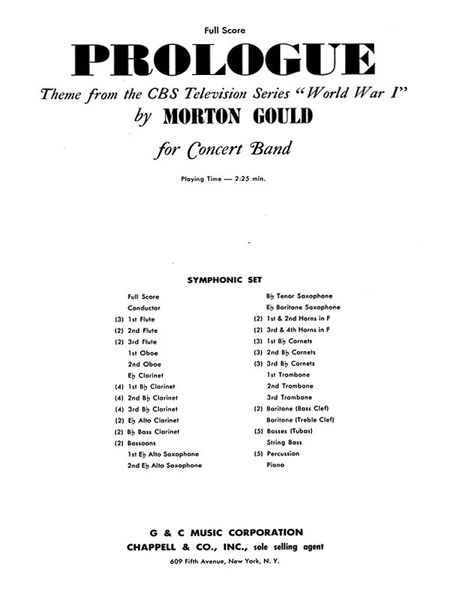Prologue (From CBS TV Production World War I) : For Concert Band.