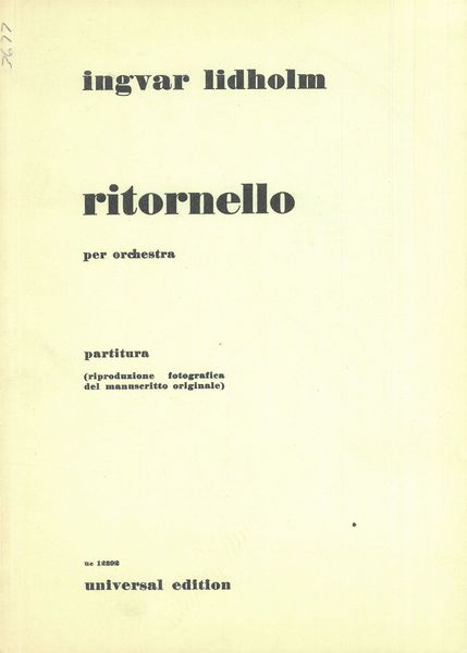 Ritornello : Per Orchestra.