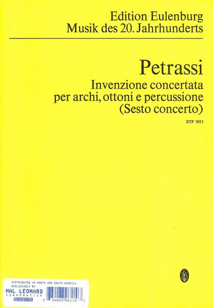 Invenzione Concertata : Per Archi, Ottoni E Percussione (Sesto Concerto).