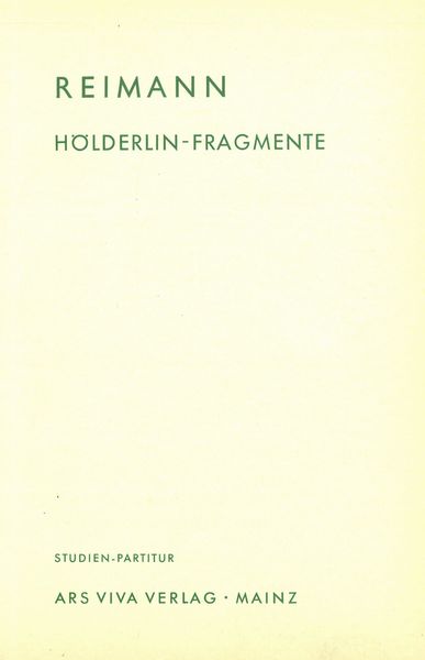Hölderlin-Fragmente : For Soprano and Orchestra.