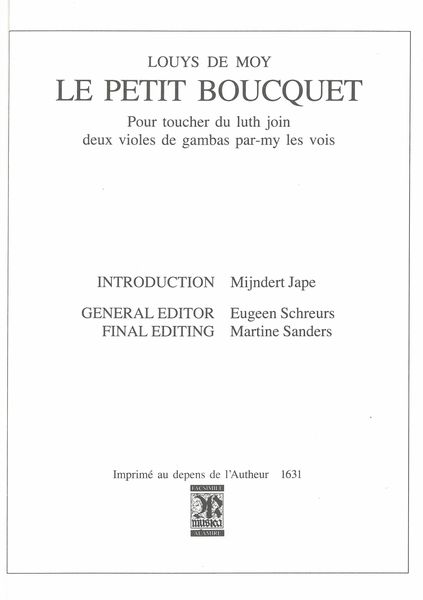 Petit Boucquet : Pour Toucher Du Luth Join Deux Violes De Gamgas Par-My Les Vois.