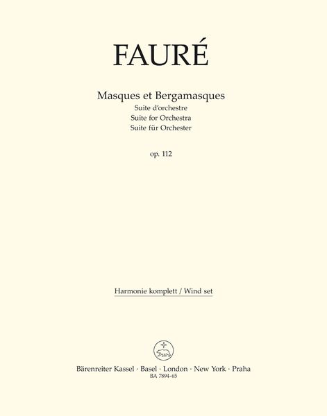 Masques Et Bergamasques, Op. 112 : Suite d'Orchestre / edited by Robin Tait.