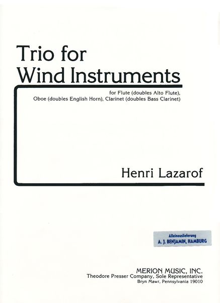 Trio : For Flute, Oboe and Clarinet.