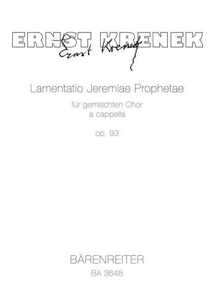 Lamentatio Jeremiae Prophetae, Op. 93 (1941).