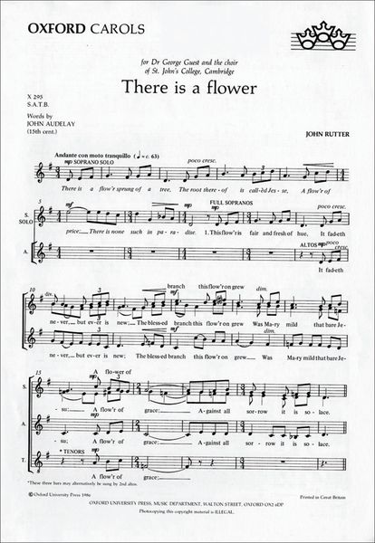 There Is A Flower : For SATB A Cappella.