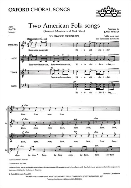 Two American Folk-Songs : For SATB A Cappella.