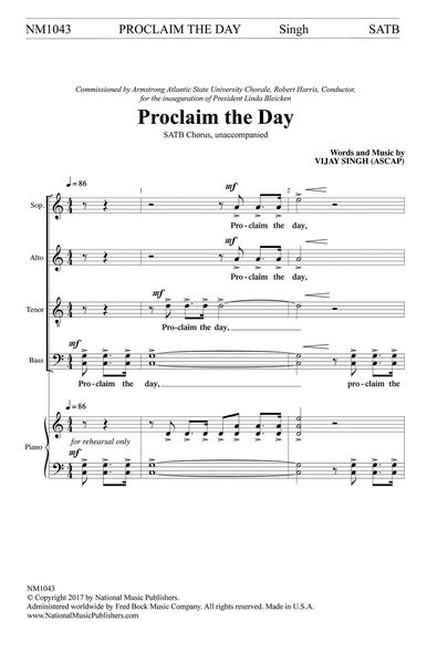 Proclaim The Day : For SATB.