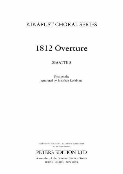 1812 Overture : For SSAATTBB A Cappella / arr. Jonathan Rathbone.