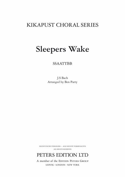 Sleepers Wake : For SSAATTBB A Cappella / arr. Ben Parry.