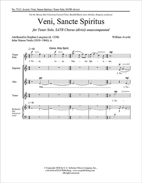 Veni, Sancte Spiritus : For Tenor Solo and SATB Divisi A Cappella.