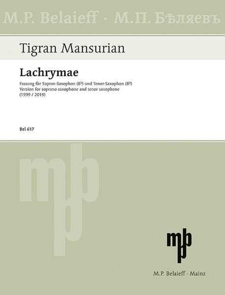 Lachrymae : Version For Soprano Saxophone and Tenor Saxophone (1999/2015).