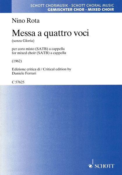 Messa A 4 Voci (Senza Gloria) : Per Coro Misto (SATB) A Cappella (1962) / Ed. Daniele Ferrari.