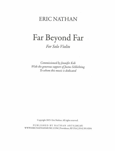 Far Beyond Far : For Solo Violin (2015).