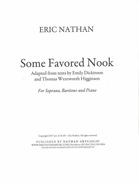 Some Favored Nook : For Soprano, Baritone and Piano (2017).