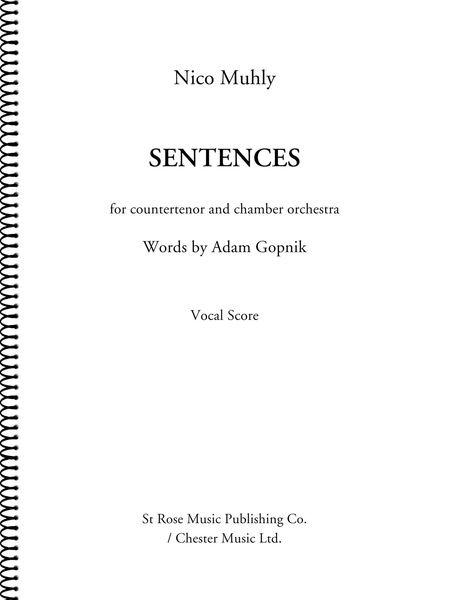 Sentences : For Countertenor and Chamber Orchestra (2015).
